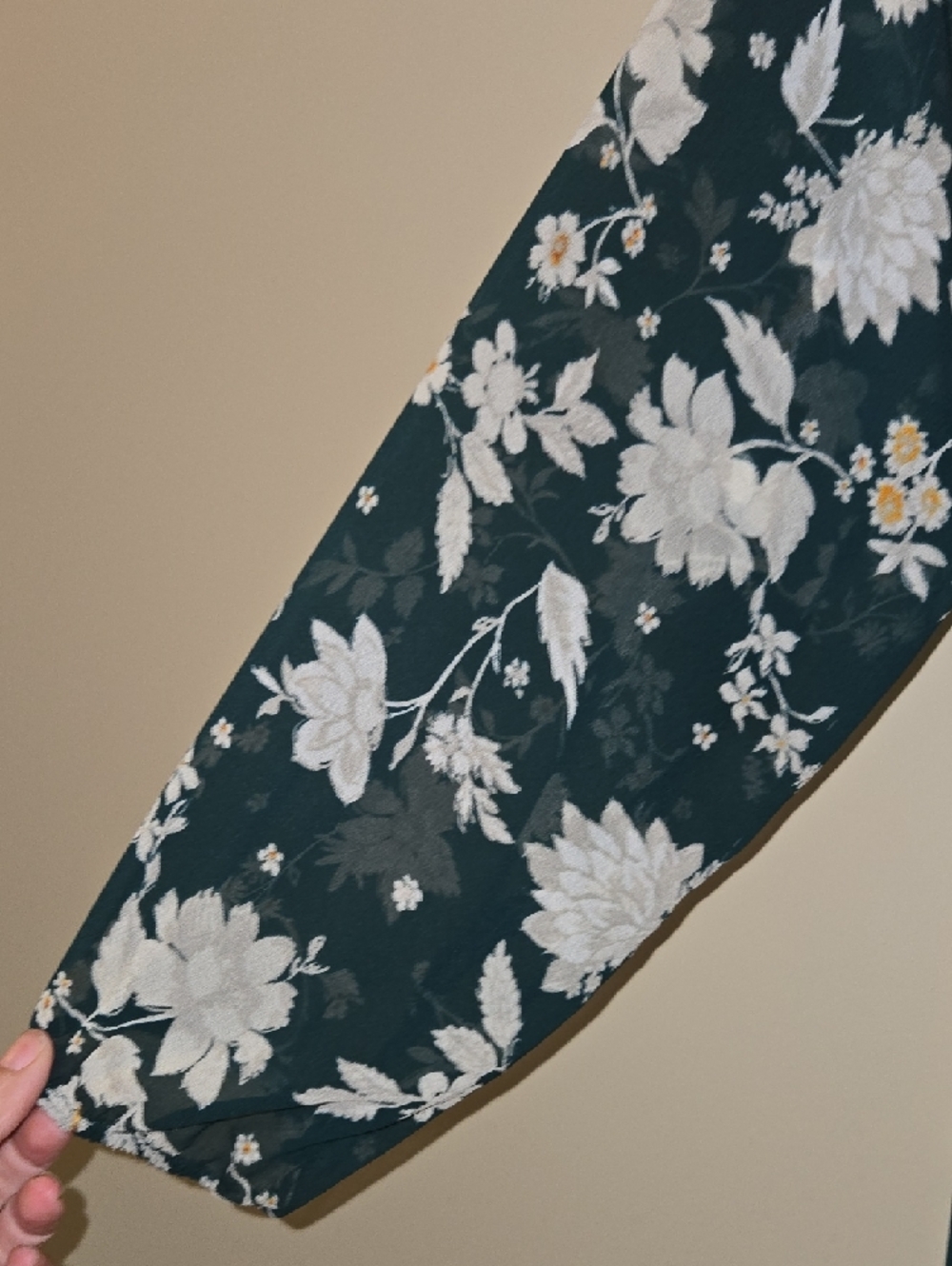 torrid Green Floral Off Shoulder Dress with Cream Blooms - Picture 2 of 4